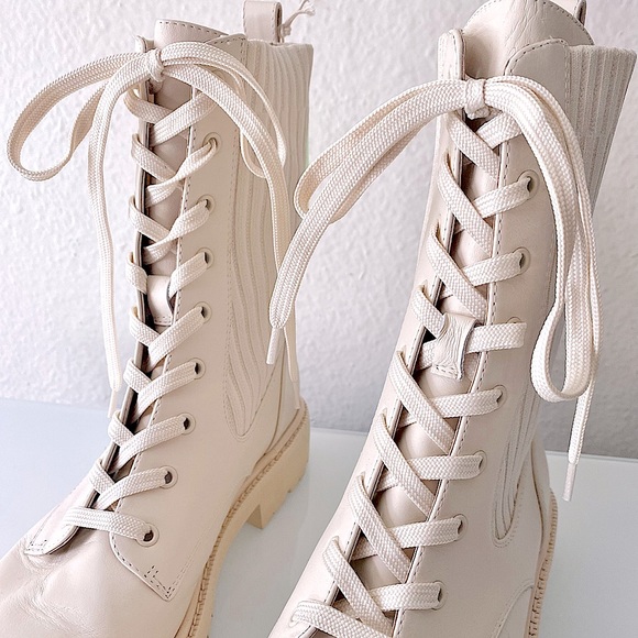 SAM EDELMAN “Lydell” Ivory Lug Sole Combat Boots - Picture 4 of 16